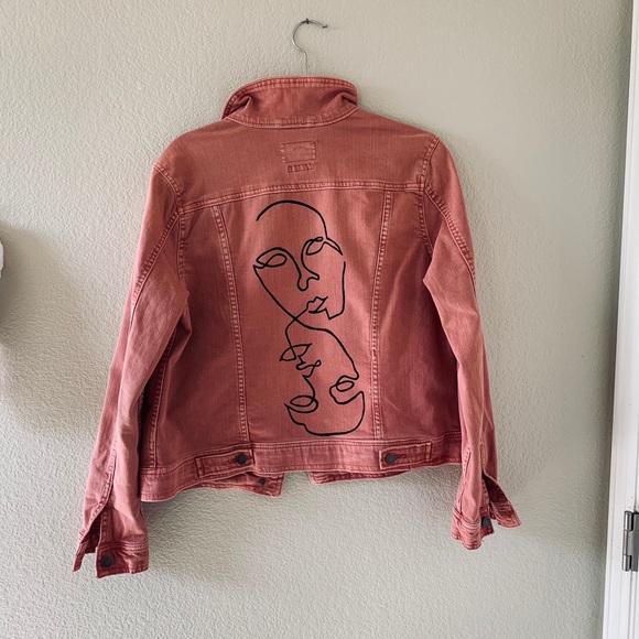 Single line face denim jacket - Picture 3 of 4